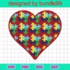 Love Heart Jigsaw For Autism Awareness Svg, Heart Puzzle Svg