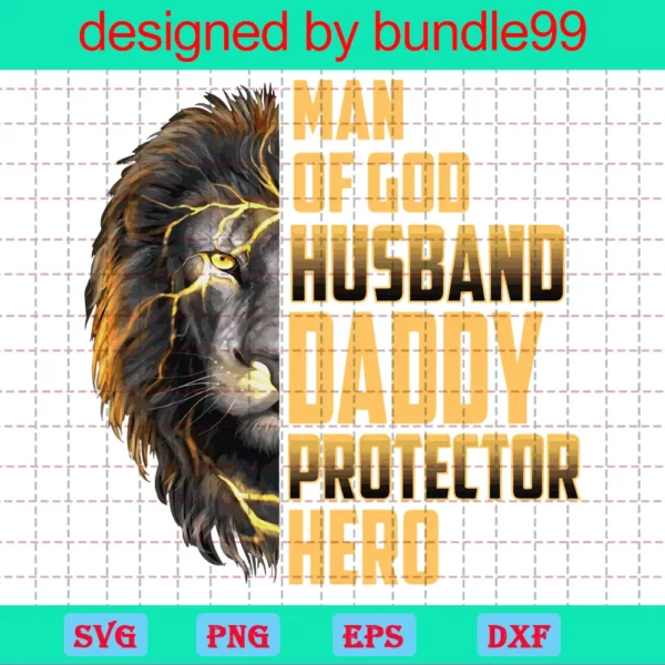 Man Of God Christian Husband Daddy Protector Hero Lion Face Perfect For Family Father’S Day