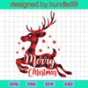Merry Christmas Svg, Buffalo Plaid Running Deer Svg, Christmas Svg, Merry Christmas Saying Svg, Christmas Clip Art, Christmas Cut Files, Cricut