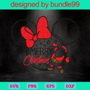 Merry Christmas Svg, Mickey Santa Ears Svg, Mickey Mouse Svg Invert