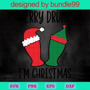 Merry Drunk I'M Christmas Svg, Christmas Drink Svg, Merry Christmas Saying Svg, Christmas Clip Art, Christmas Cut Files, Cricut Invert
