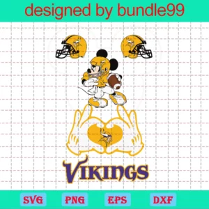 Minnesota Vikings Football Mouse Clipart, Mickey Mouse Ears Svg Svg Clip Art Files, Sports Printable, Digital Download Invert