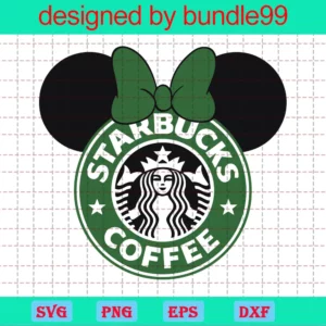 Minnie Mouse Starbucks Svg, Minnie Mouse Svg, Disney Cutfiles, Disney Dxf, Clipart, Digital Cut File For Silhouette And Cricut
