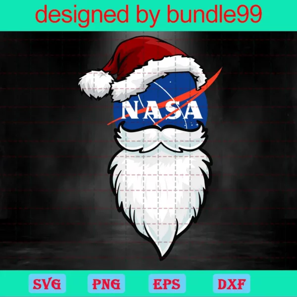 Nasa Logo, Christmas, Santa Face, Hipster Santa, Cut File