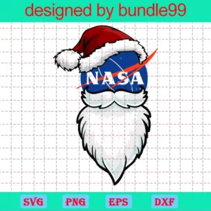 Nasa Logo, Christmas, Santa Face, Hipster Santa, Cut File Invert