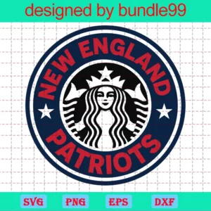 New England Patriots Starbucks Logo Cup Wrap Svg, Starbucks Cup For Cricut & Silhouette, Football Fan Love