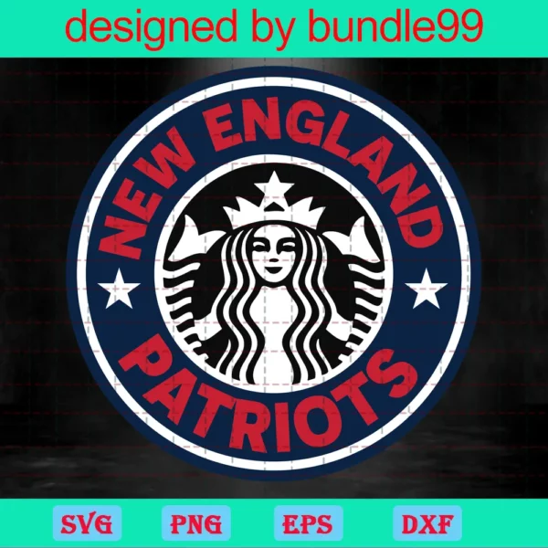 New England Patriots Starbucks Logo Cup Wrap Svg, Starbucks Cup For Cricut & Silhouette, Football Fan Love Invert