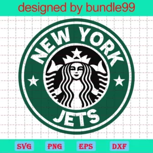 New York Jets Starbucks Logo Cup Wrap Svg, Starbucks Cup For Cricut & Silhouette, Football Fan Love