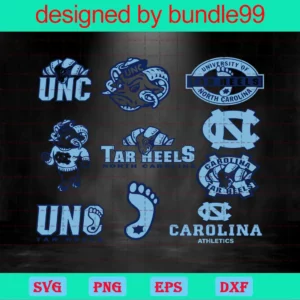 North Carolina Tar Heels Football Bundle, Tar Heels Logo Invert