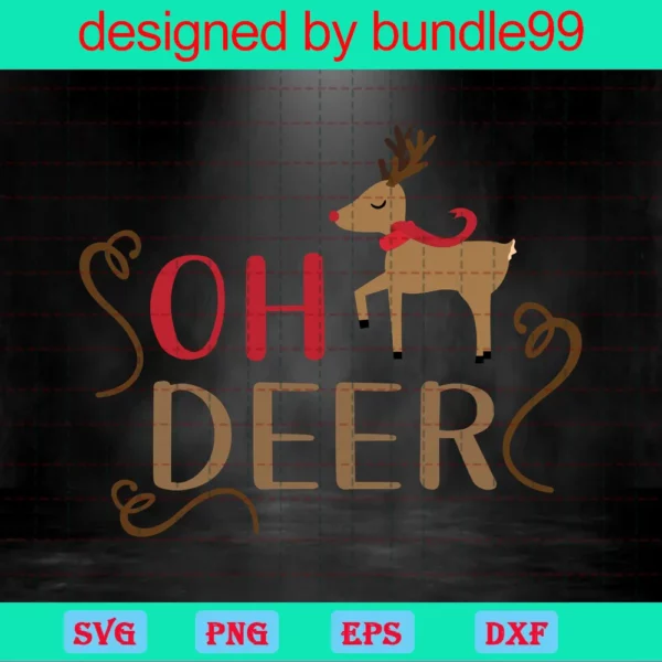 Oh Deer Christmas Svg, Christmas Deer Svg, Christmas Svg, Glitter Oh Deer Svg, Christmas Ornaments Svg, Digital Download Invert