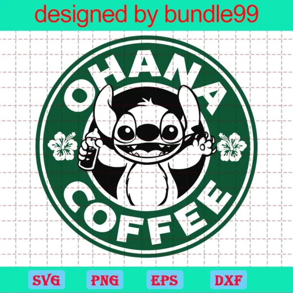 Ohana Coffee Lilo And Stitch Pattern To Decorate Wrap Cup Svg