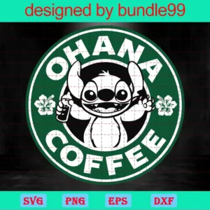Ohana Coffee Lilo And Stitch Pattern To Decorate Wrap Cup Svg Invert