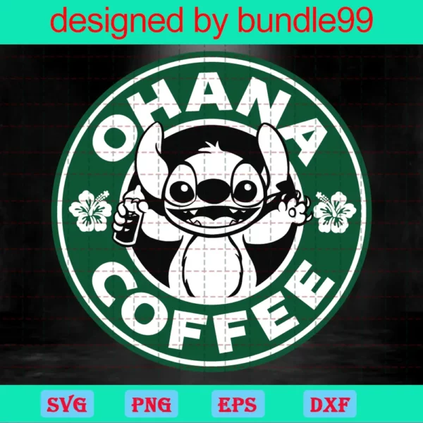 Ohana Coffee Lilo And Stitch Pattern To Decorate Wrap Cup Svg Invert