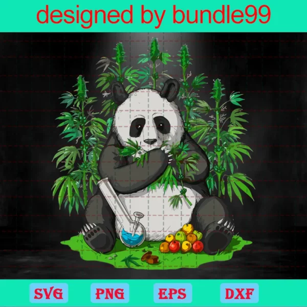 Panda Bear Weed, Weed Hippie, Trending, Funny Weed Apparel Invert