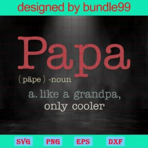 Papa Noun A Like A Grandpa Only Cooler, Happy Fathers Day Invert