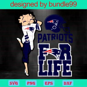Patriots For Life Betty Boop, New England Patriots, Nfl Sport Invert