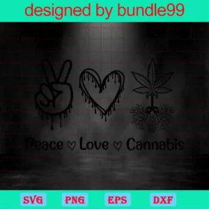 Peace Love Cannabis, Marijuana, 420, Smoke Weed, High, Rolling Tray Invert