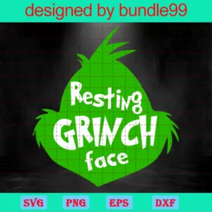 Resting Grinch Face, The Grinch, Merry Grinchmas, Christmas Cricut Invert