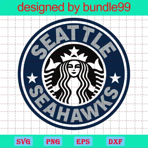 Seattle Seahawks Starbucks Logo Cup Wrap Svg, Starbucks Cup For Cricut & Silhouette, Football Fan Love