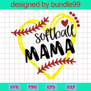 Softball Mama Svg, Softball Family Svg, Heart Frame Softball, Softball Svg, Love Sport Svg, Mom Life Svg
