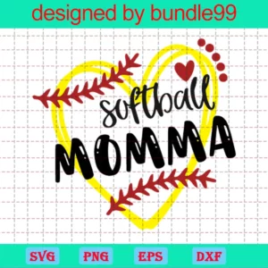 Softball Momma Svg, Softball Family Svg, Heart Frame Softball, Softball Svg, Love Sport Svg, Mom Life Svg