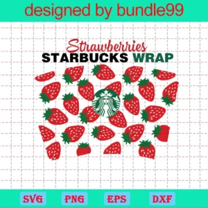 Strawberry Starbucks, Starbucks Cup, Fruit Starbucks, Download For Cricut Invert