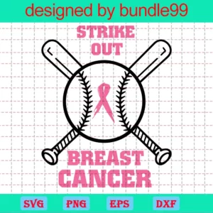 Strike Out, Trending, Baseball, Pink Ribbon, Breast Cancer Invert