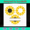 Sunflower Bundle, Flower, Monogram, Half Sunflower, Distressed Sunflower