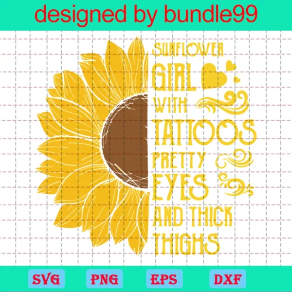 Sunflower Girl With Tattoos Pretty Eyes And Thick Thighs Invert