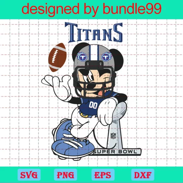 Tennessee Titans Mickey Svg, Mickey Football Dxf, Mickey Football Clipart, Svg Files For Silhouette Cameo Or Cricut, Vector, Png, Dxf Eps