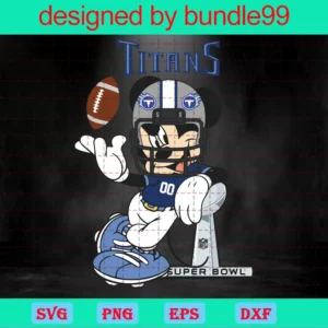 Tennessee Titans Mickey Svg, Mickey Football Dxf, Mickey Football Clipart, Svg Files For Silhouette Cameo Or Cricut, Vector, Png, Dxf Eps Invert