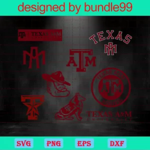 Texas A&M Aggies Logo Bundle, Ncaa, Football Invert