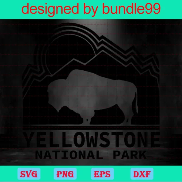 Yellowstone National Park Bison Animal, Brand Logo, Fashion Logo Invert