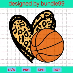 Basketball Love Heart Leopard Print