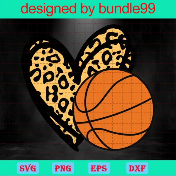 Basketball Love Heart Leopard Print Invert