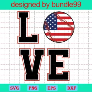 Love Baseball American 4Th Of July, File For Cricut, For Silhouette