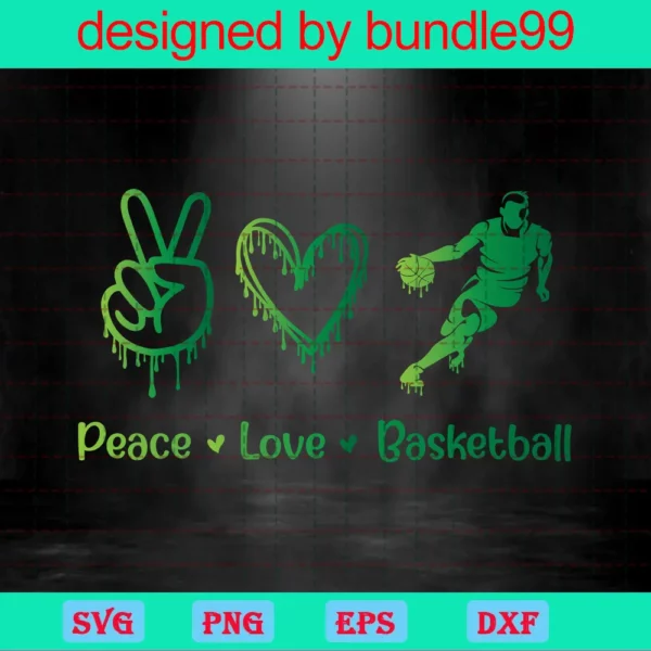 Peace Love Basketball, File For Cricut, For Silhouette Invert