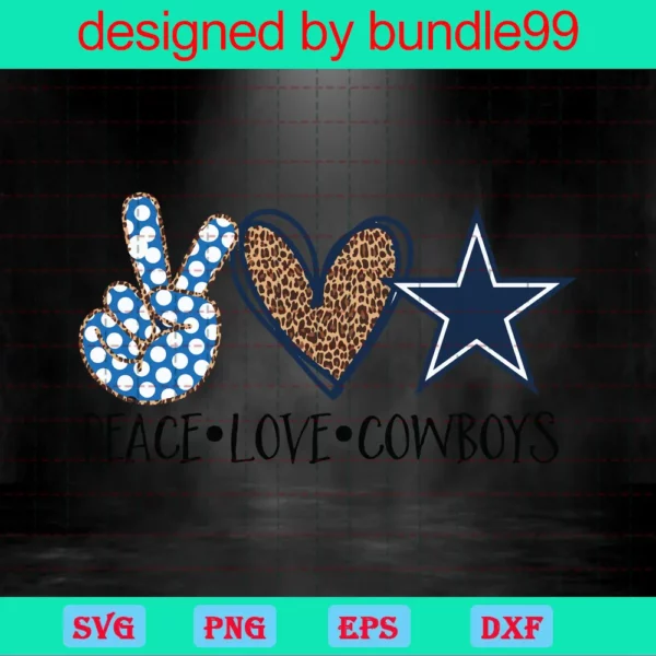 Peace Love Dallas Cowboys, Live Love Cowboys Football Invert