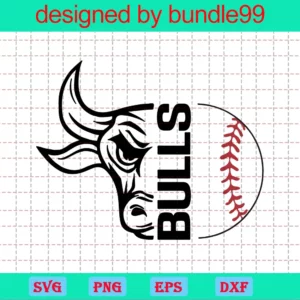 Softball Bulls, Bulls Distressed Baseball, Pdf, Sublimation