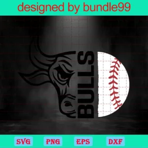 Softball Bulls, Bulls Distressed Baseball, Pdf, Sublimation Invert