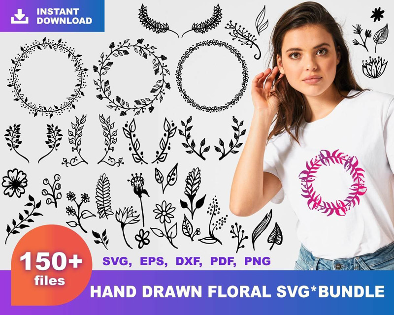 150+ Hand Drawn Floral