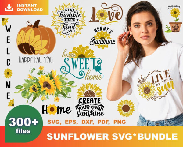 300+ Sunflower Bundle Svg