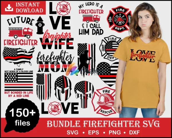 100+ Files Firefighter Bundle Svg