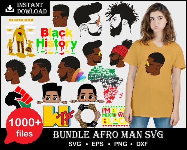 1000+ fresh bundle Afro man svg