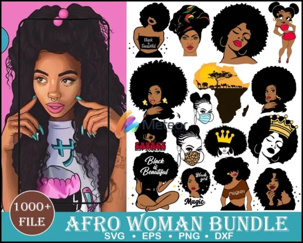 1000+ fresh bundle Afro woman svg