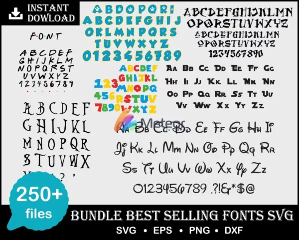 250+ Best Selling Fonts Bundle Svg