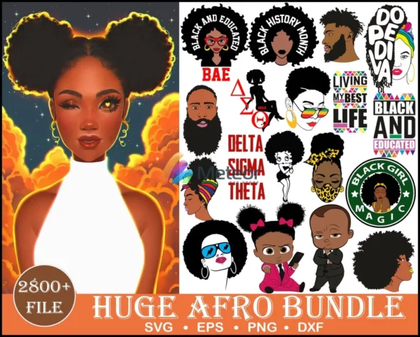 2800+Huge Afro woman and man svg