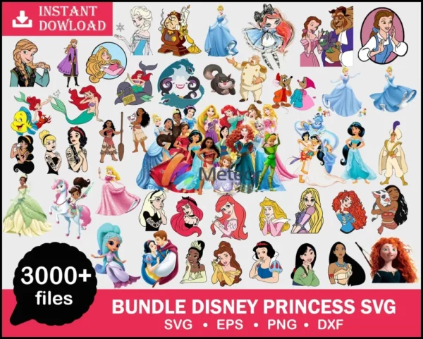3000+ Disney Princess SVG Bundle dxf