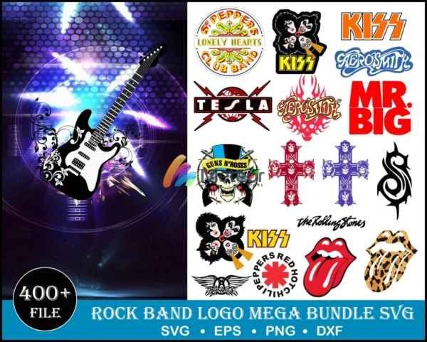 400+ Rock Band Logo SVG Bundle 3.0 for cricut and print
