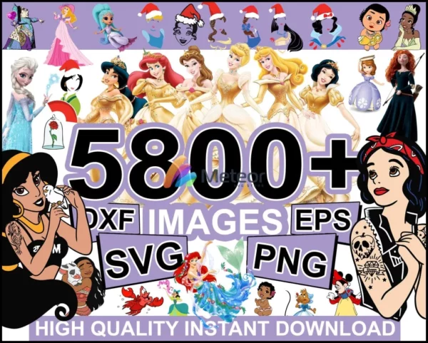5800+ Disney Princess SVG Bundle dxf